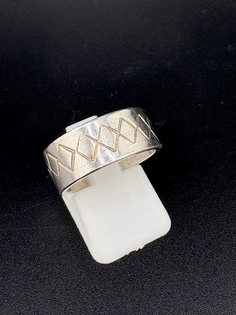 .925 Sterling Silver Textured Band Ring – 6.67g – Size 7