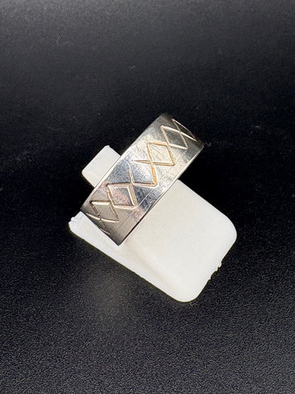 .925 Sterling Silver Textured Band Ring – 6.67g – Size 7