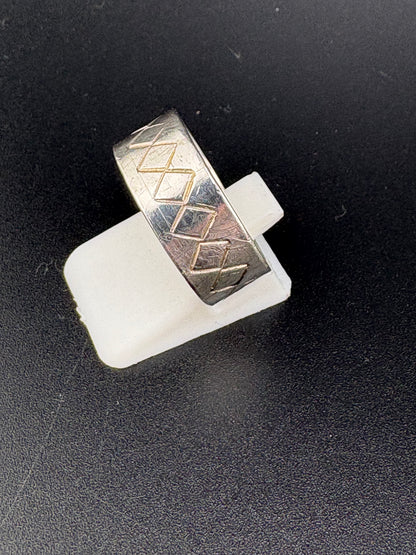 .925 Sterling Silver Textured Band Ring – 6.67g – Size 7