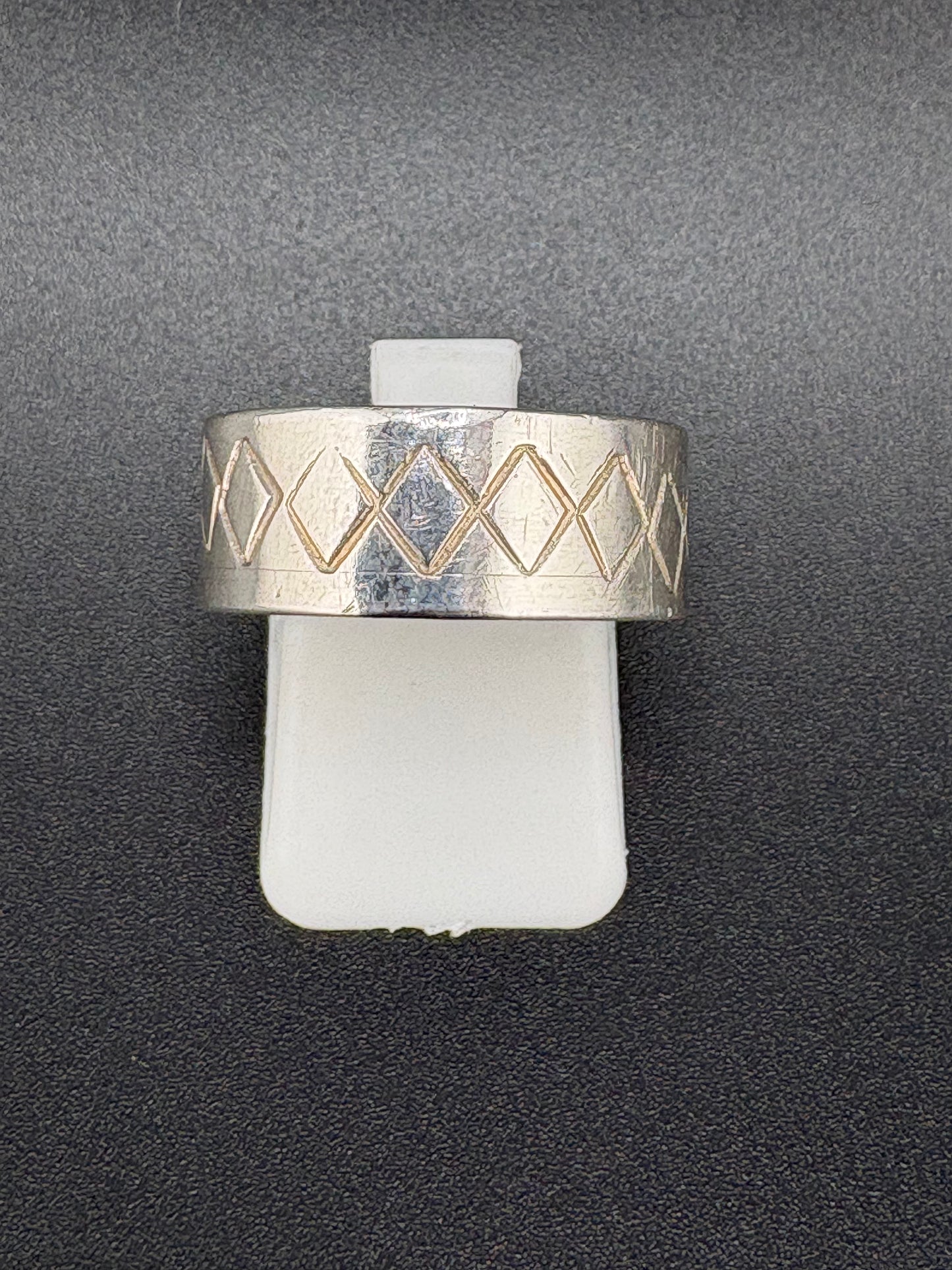 .925 Sterling Silver Textured Band Ring – 6.67g – Size 7