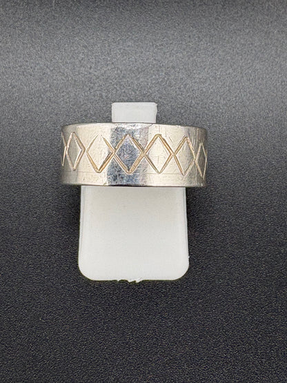 .925 Sterling Silver Textured Band Ring – 6.67g – Size 7