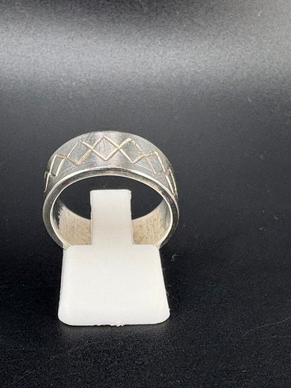.925 Sterling Silver Textured Band Ring – 6.67g – Size 7