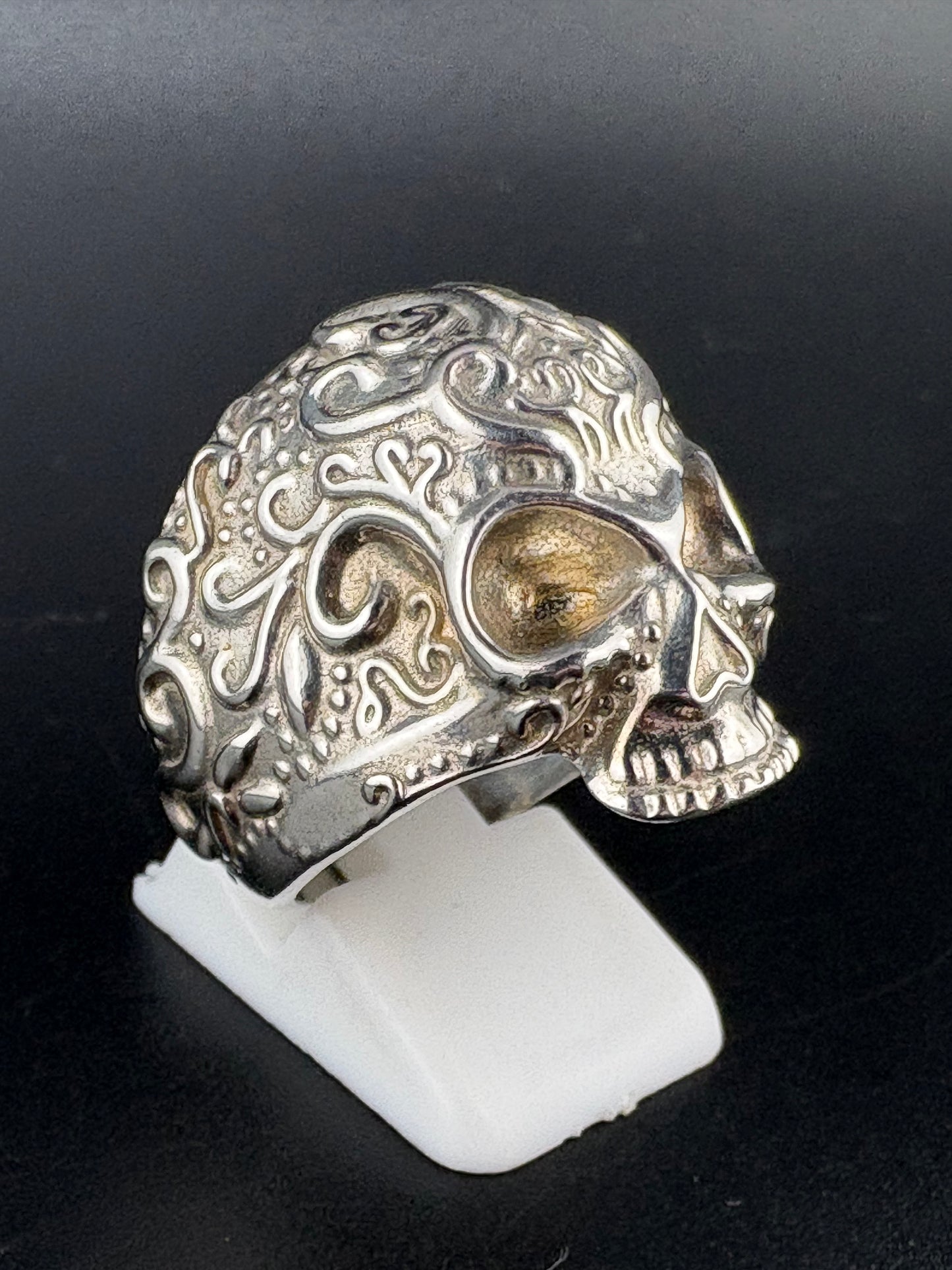 .925 Sterling Silver Día de los Muertos Ring – 12.7g – Size 9 Adjustable
