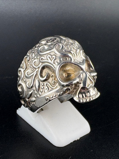 .925 Sterling Silver Día de los Muertos Ring – 12.7g – Size 9 Adjustable