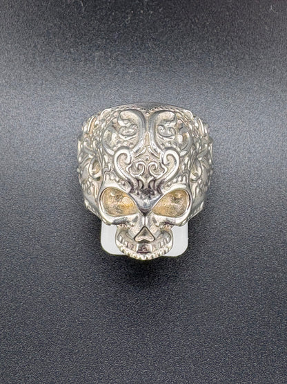 .925 Sterling Silver Día de los Muertos Ring – 12.7g – Size 9 Adjustable