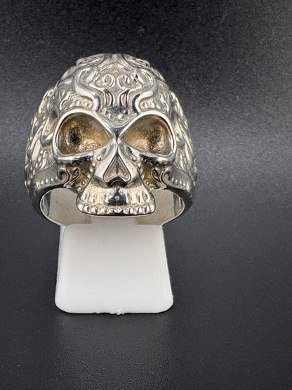 .925 Sterling Silver Día de los Muertos Ring – 12.7g – Size 9 Adjustable