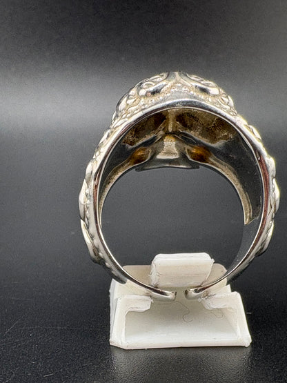 .925 Sterling Silver Día de los Muertos Ring – 12.7g – Size 9 Adjustable