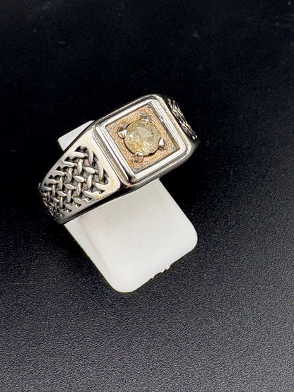.925 Sterling Silver CZ Diamond Woven Ring – 8.8g – Size 11
