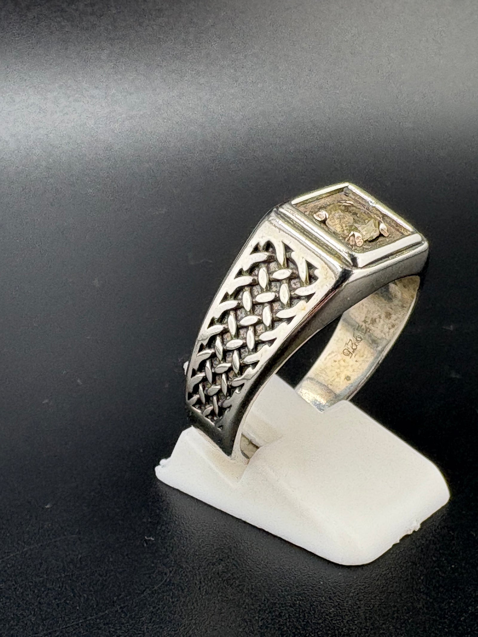 .925 Sterling Silver CZ Diamond Woven Ring – 8.8g – Size 11 detail view