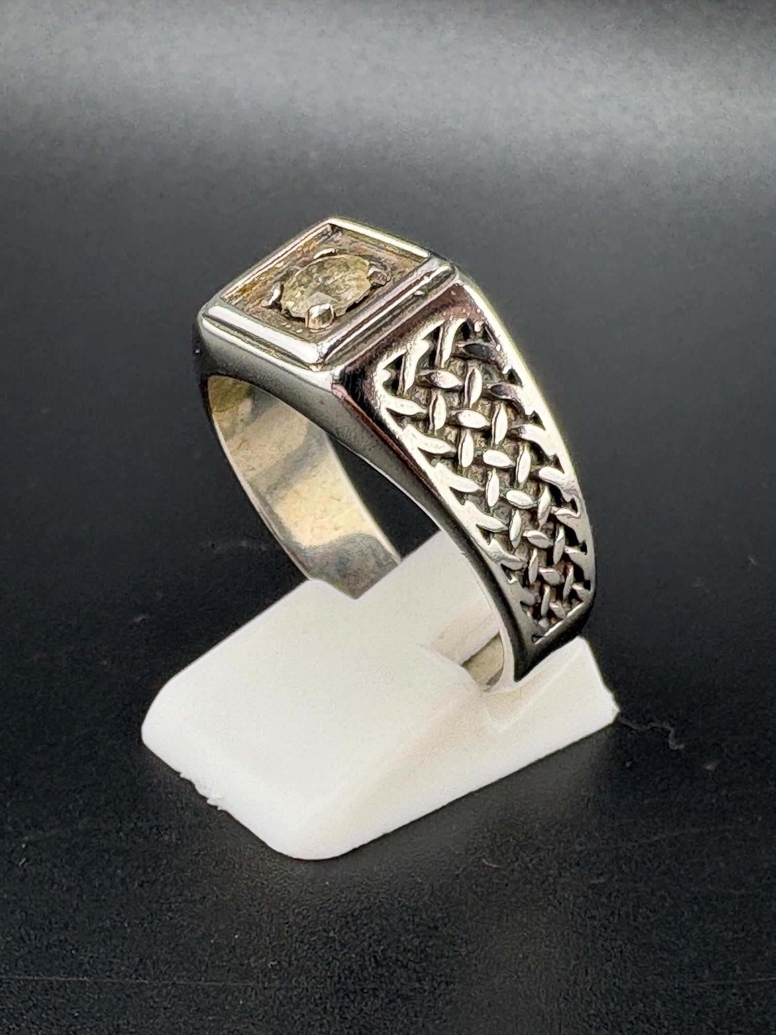 .925 Sterling Silver CZ Diamond Woven Ring – 8.8g – Size 11 alternate product view