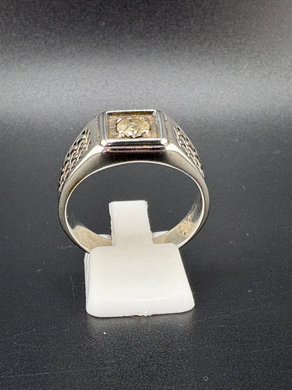 .925 Sterling Silver CZ Diamond Woven Ring – 8.8g – Size 11
