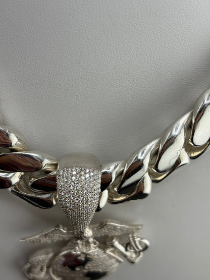 .925 Sterling Silver Custom Military / Service (any branch) Pendant with Lab-Grown Diamonds