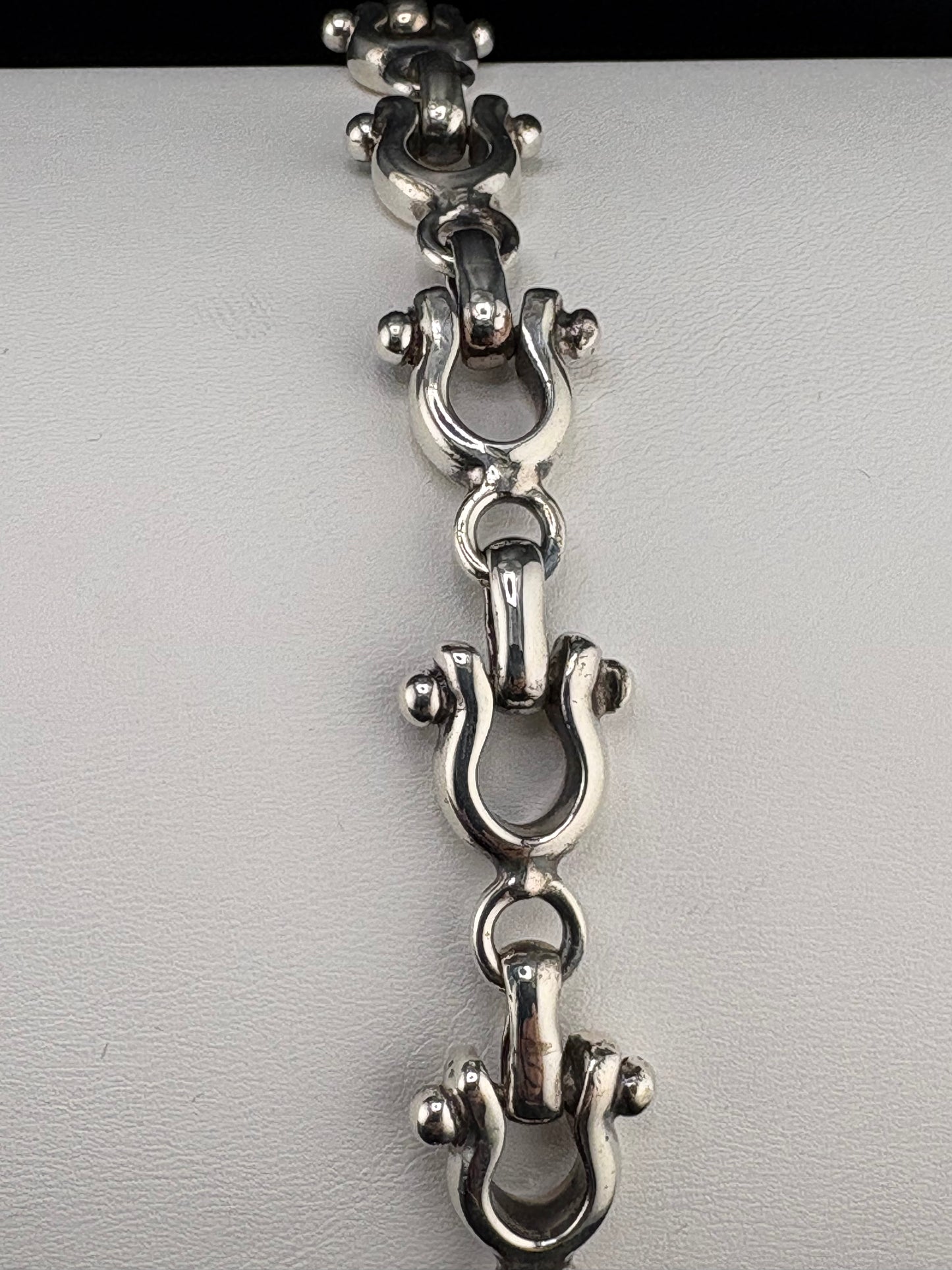.925 Sterling Silver Horse Bit Link Bracelet – 14.7mm / 9"