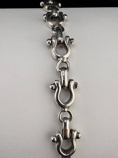 .925 Sterling Silver Horse Bit Link Bracelet – 14.7mm / 9"