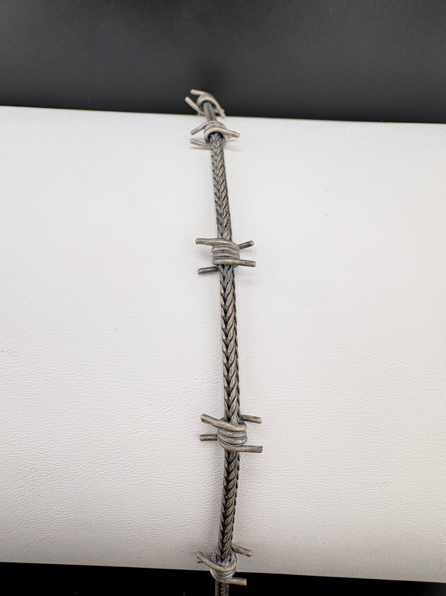 .925 Sterling Silver Braided Barbed Wire Bracelet – 2.66mm / 9"