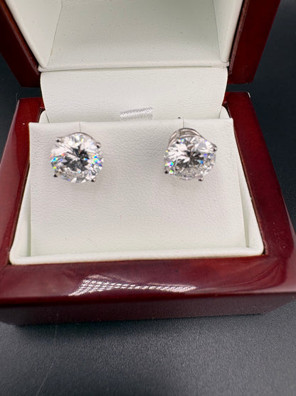 Brilliant Round Diamond Earrings – 4.50 CTW – 14K White Gold Stems / IGI Certified Lab-Grown
