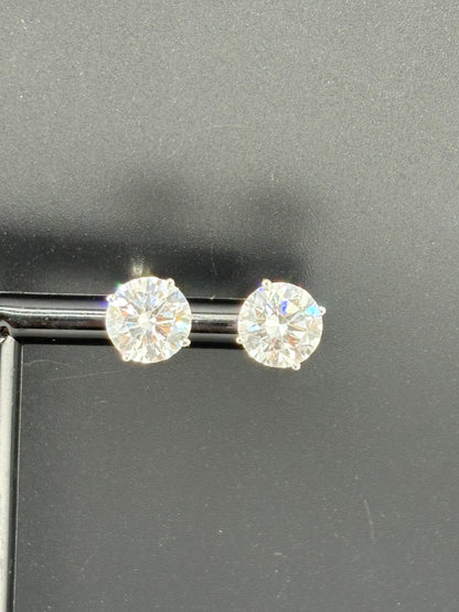 Brilliant Round Diamond Earrings – 4.50 CTW – 14K White Gold Stems / IGI Certified Lab-Grown