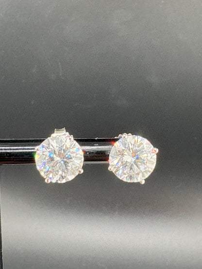 Brilliant Round Diamond Earrings – 4.50 CTW – 14K White Gold Stems / IGI Certified Lab-Grown