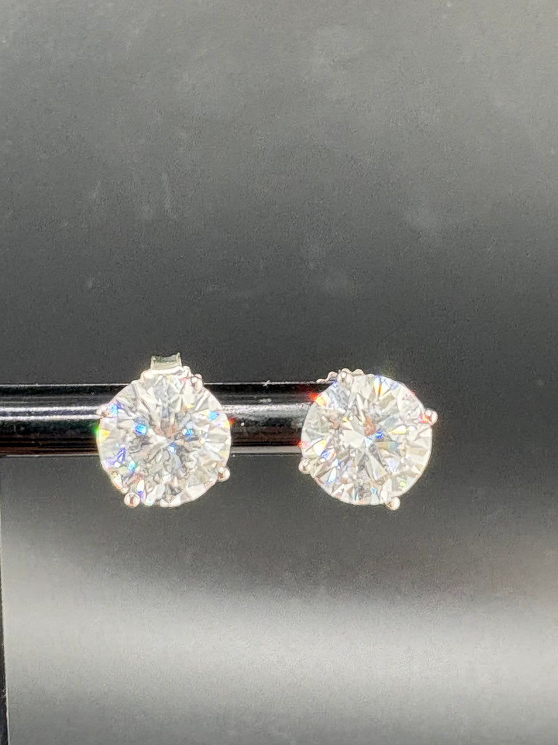 Brilliant Round Diamond Earrings – 4.50 CTW – 14K White Gold Stems / IGI Certified Lab-Grown