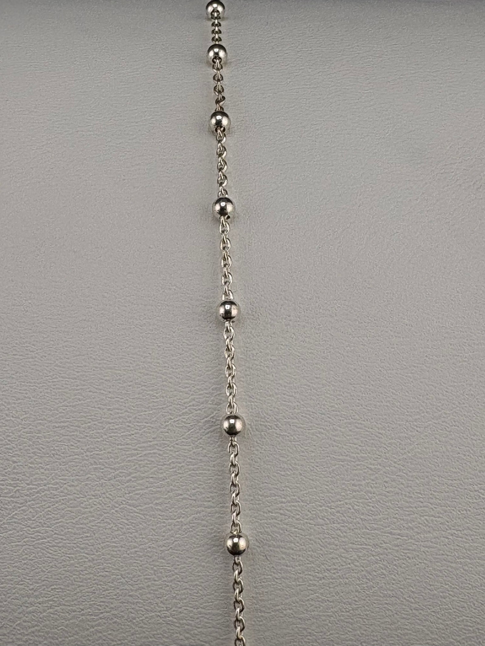 .925 Sterling Silver Satellite Chain Bracelet with Cross – 0.94mm – 7.25" – 1.78g detail view