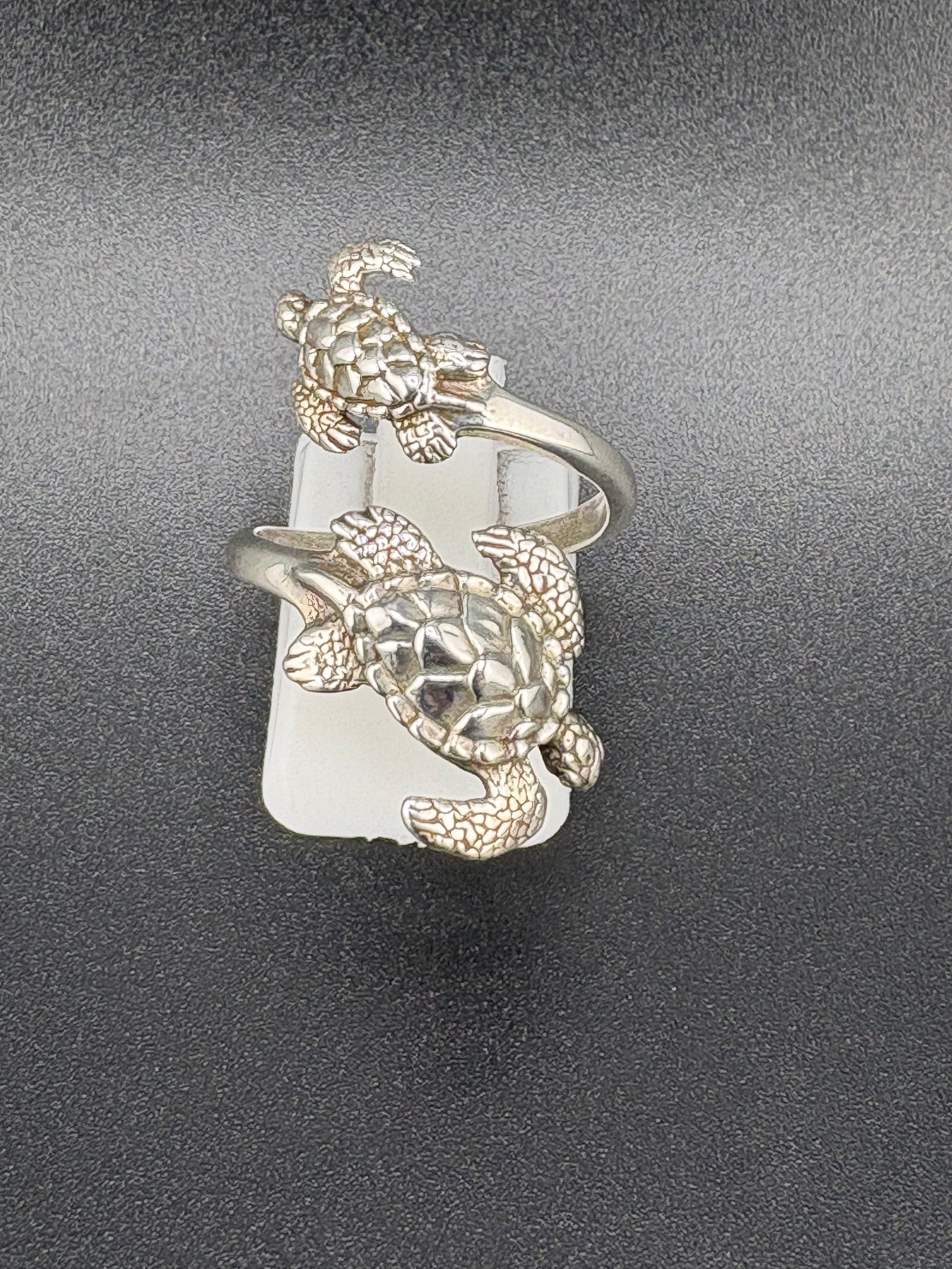 .925 Sterling Silver Two Turtle Ring – 4g – Size 7 Adjustable alternate product view