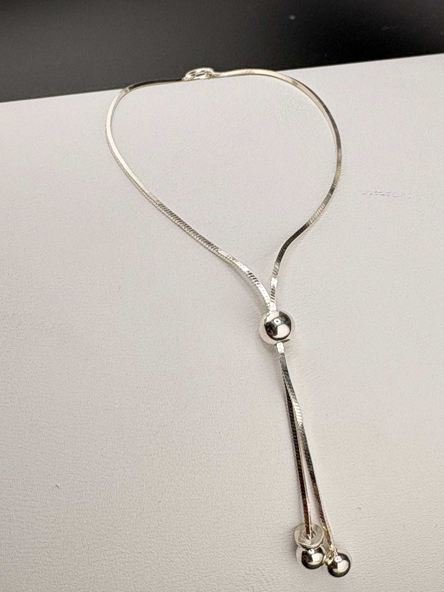 .925 Sterling Silver Snake Chain Bolo Bracelet – 0.97mm – 5"