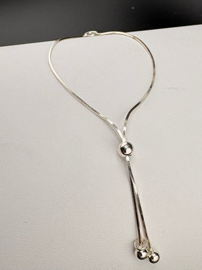 .925 Sterling Silver Snake Chain Bolo Bracelet – 0.97mm – 5"