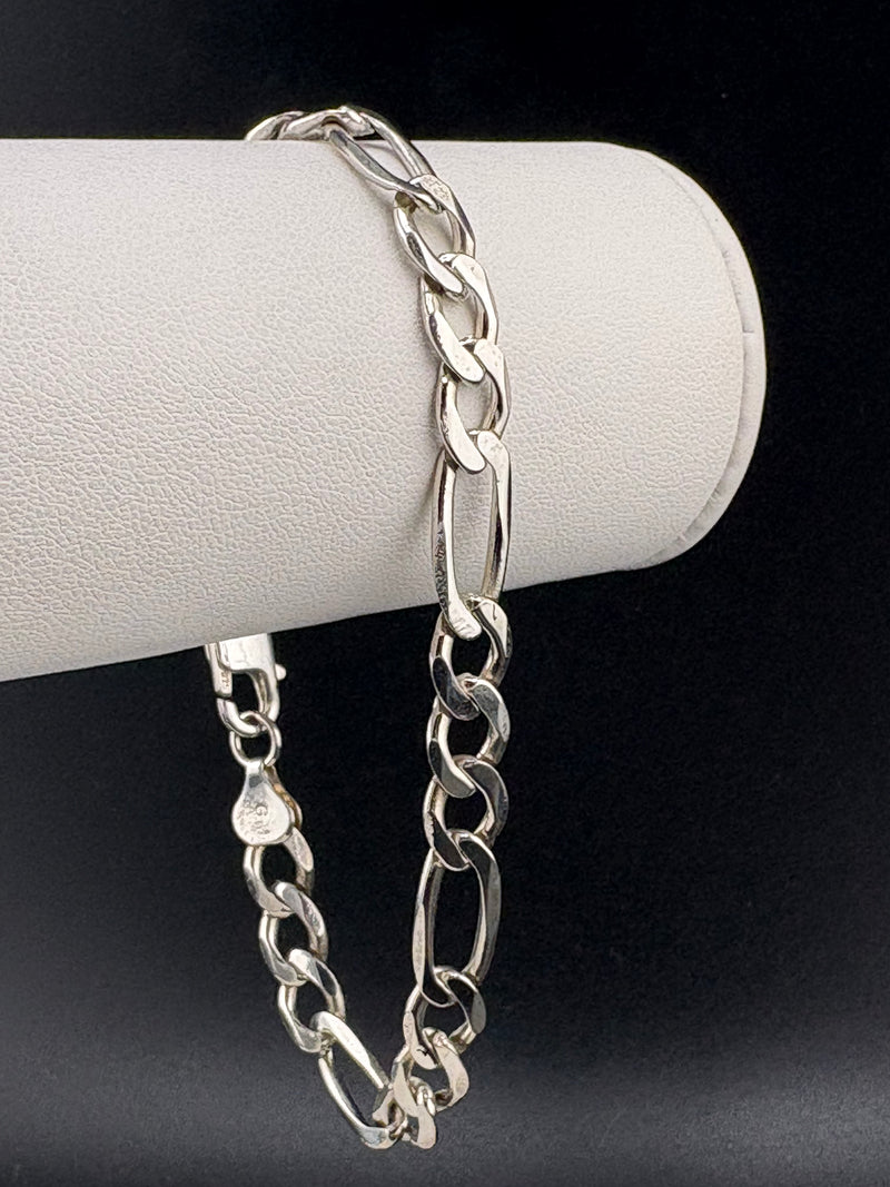 925 Sterling Silver Figaro Chain Bracelet – 7.25mm – 8.5"