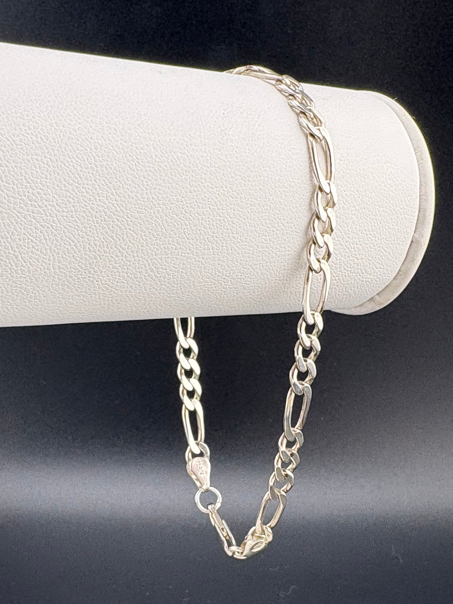 .925 Sterling Silver Figaro Chain Bracelet – 4.58mm – 8"