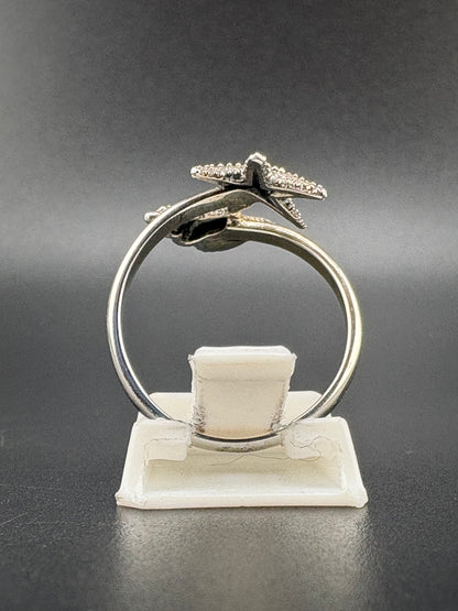 .925 Sterling Silver Starfish & Seashell Ring – 2.43g – Size 7 Adjustable