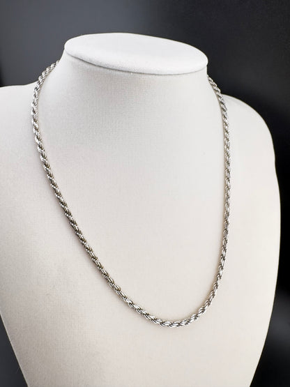 .925 Sterling Silver Classic Rope Chain Necklace – 2.7mm / 16"
