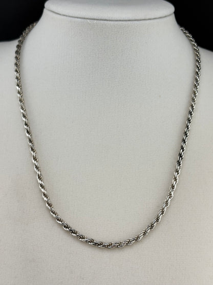 .925 Sterling Silver Classic Rope Chain Necklace – 2.7mm / 16"