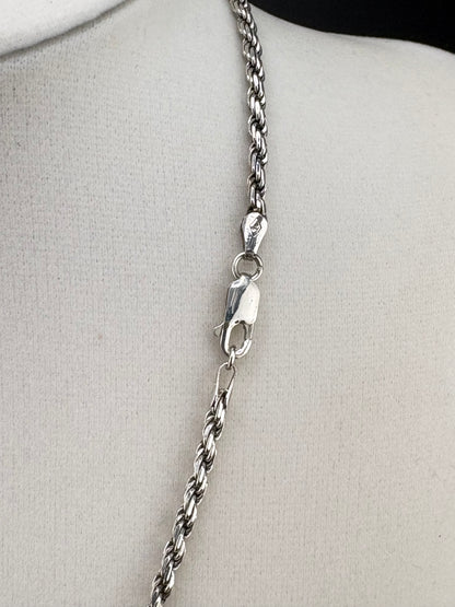 .925 Sterling Silver Classic Rope Chain Necklace – 2.7mm / 16"