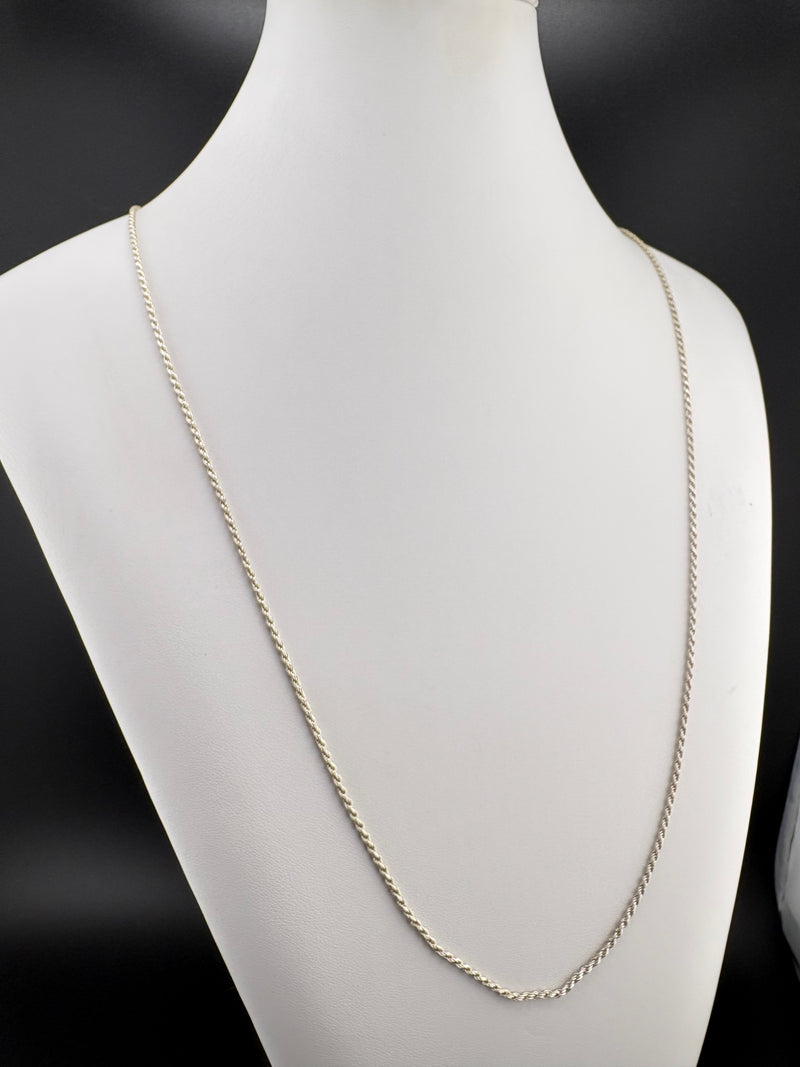 .925 Sterling Silver Rope Chain Necklace – 1.51mm / 30"
