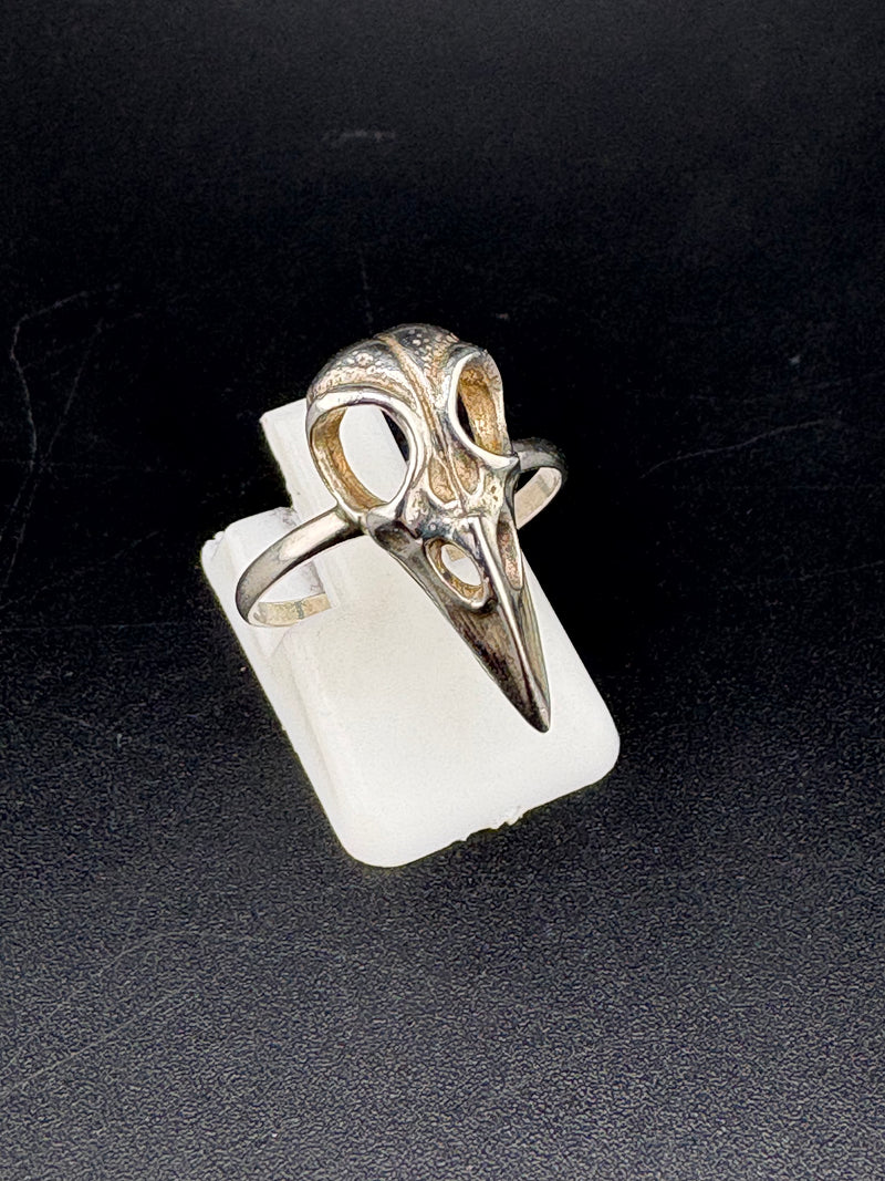 .925 Sterling Silver Crow Skull Ring – 2g
