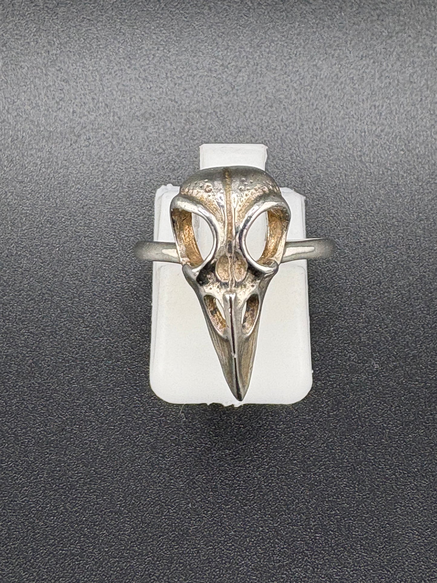 .925 Sterling Silver Crow Skull Ring – 2g