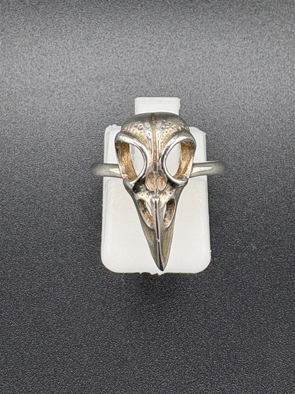 .925 Sterling Silver Crow Skull Ring – 2g