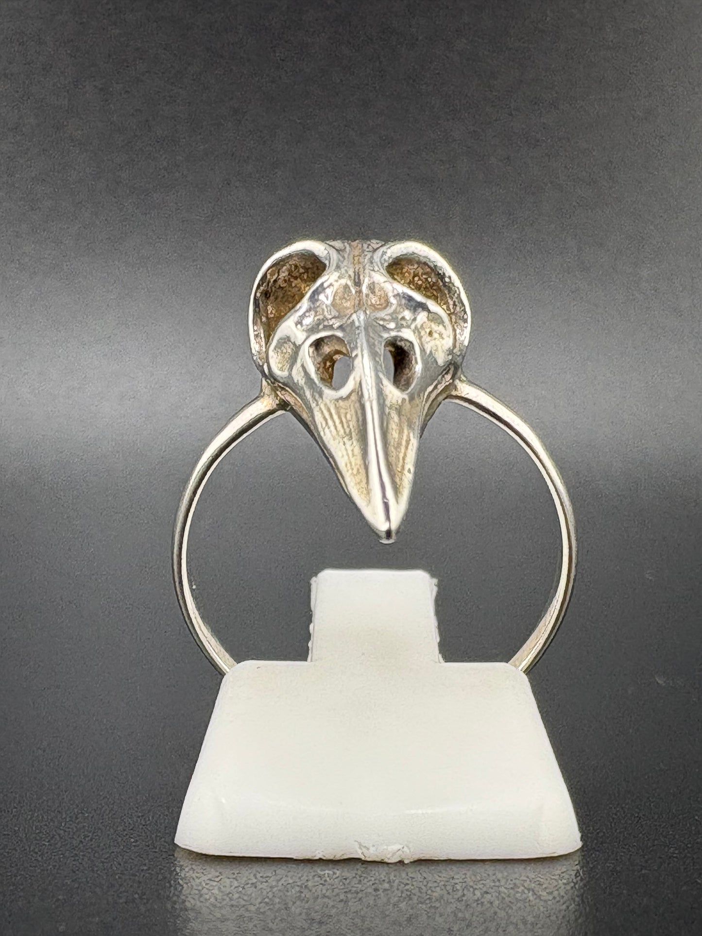 .925 Sterling Silver Crow Skull Ring – 2g