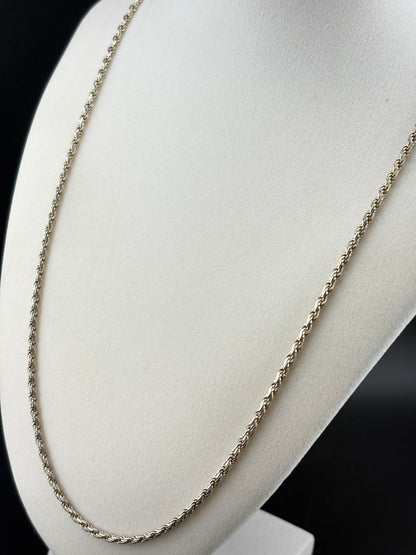 .925 Sterling Silver Classic Rope Chain Necklace – 2.45mm /24"