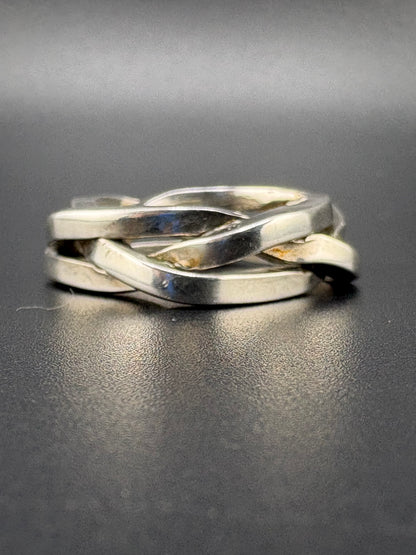 .925 Sterling Silver Woven Ring – 15g – Size 10