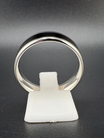 .925 Sterling Silver Black & Silver Band Ring – 5.5g – Size 10