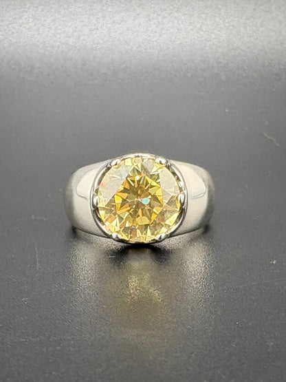 .925 Sterling Silver 4ct Canary Yellow CZ Ring – 6.48g – Size 7