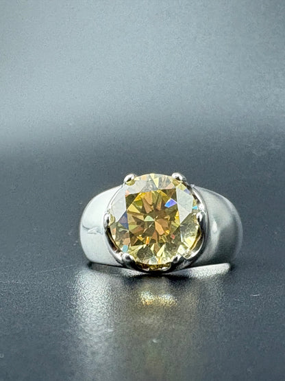 .925 Sterling Silver 4ct Canary Yellow CZ Ring – 6.48g – Size 7