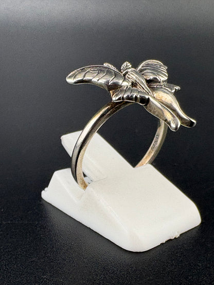 .925 Sterling Silver Moth Ring – 4.71g – Size 5