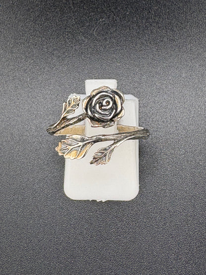 .925 Sterling Silver Rose Wrap Ring – 3.3g – Size 8