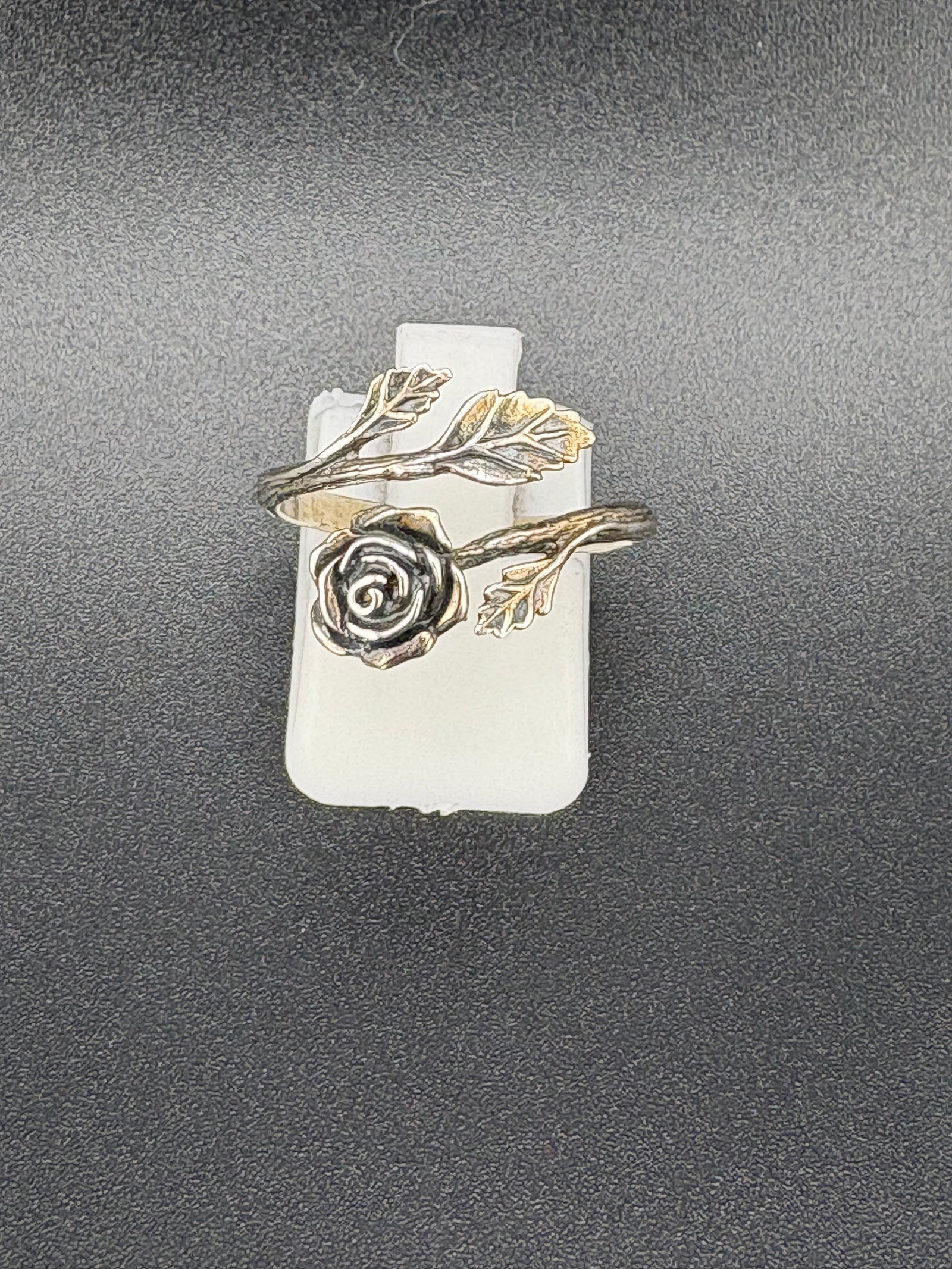.925 Sterling Silver Rose Wrap Ring – 3.3g – Size 8 detail view