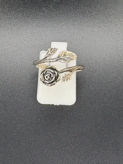 .925 Sterling Silver Rose Wrap Ring – 3.3g – Size 8