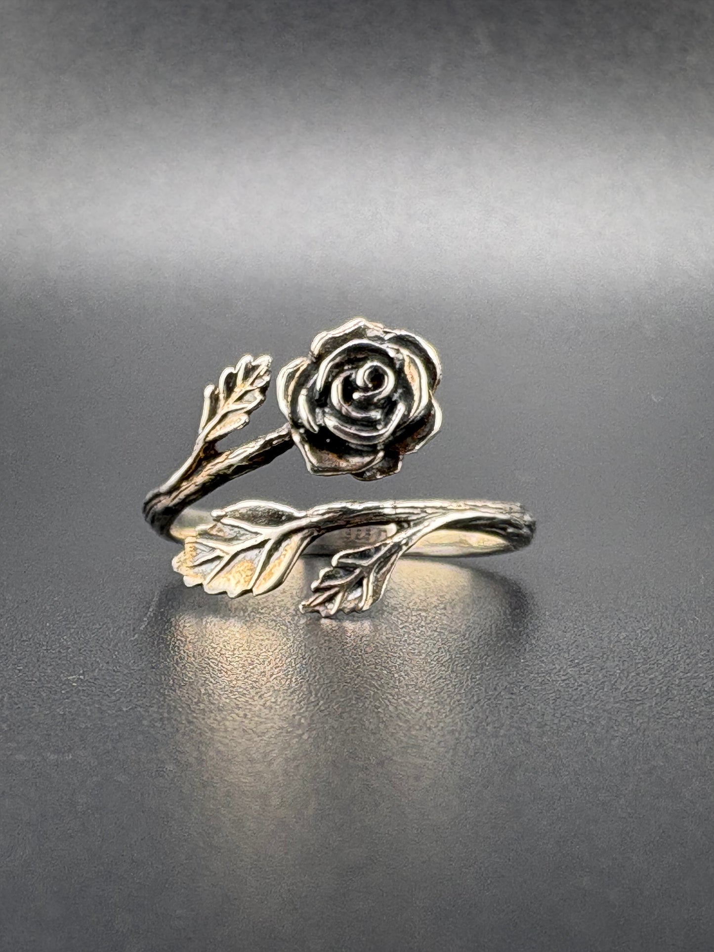 .925 Sterling Silver Rose Wrap Ring – 3.3g – Size 8