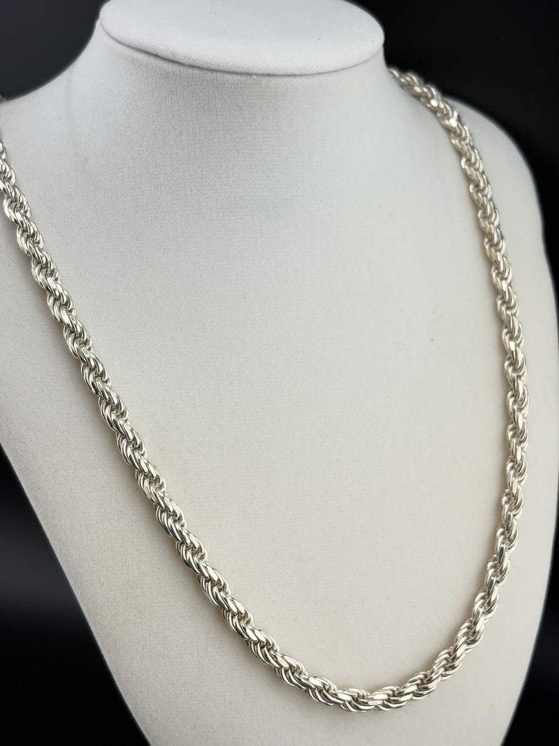 .925 Sterling Silver Rope Chain Necklace – 5.2mm / 22"