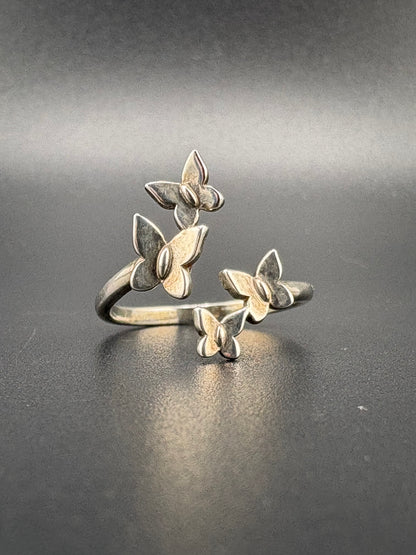 .925 Sterling Silver Butterfly Ring – 2.09g – Size 7.5 Adjustable